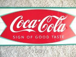 Vintage 1960's Original Fish Tail Coca Cola Sign. 31 3/4 11 3/4