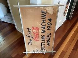 Vintage 1960s Coca Cola Cardboard Advertising Sign in Aluminum Frame
