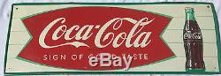 Vintage 1960s Fishtail Logo Coca-Cola Original Metal MCA 275 Sign of Good Taste