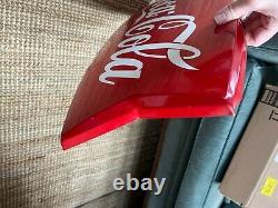 Vintage 1960s Metal Advertising Coca Cola Fish Tail Sign 26x12 Coke Bowtie Large