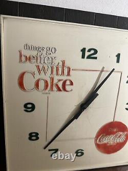 Vintage 1960s Things Go Better With Coke Coca-Cola Wall Clock Sign Works