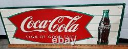 Vintage 1966 (466) Original Coca Cola Fishtail Metal Sign, Mca Sign Co, USA