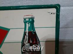 Vintage 1966 (466) Original Coca Cola Fishtail Metal Sign, Mca Sign Co, USA