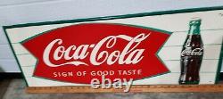 Vintage 1966 (466) Original Coca Cola Fishtail Metal Sign, Mca Sign Co, USA