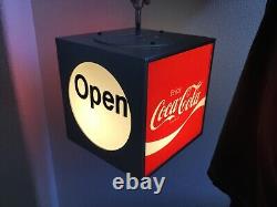 Vintage 1970's Coca-Cola Cashier's Rotating Cube Light-Up Open Sign, WORKS