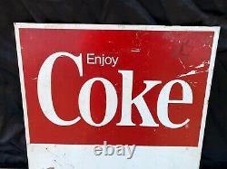 Vintage 1970's Metal Enjoy Coca Cola Advertising Sign 16x 20