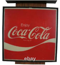 Vintage 1970s Coca Cola Illuminated Electric Wall Clock Sign Wood Grain Light Up