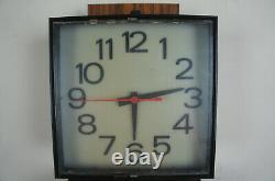 Vintage 1970s Coca Cola Illuminated Electric Wall Clock Sign Wood Grain Light Up