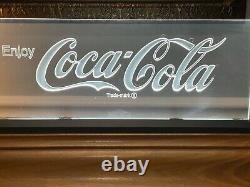 Vintage 1980's Lucite Coca-Cola Light-Up Sign W CUSTOM WALNUT BASE