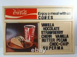 Vintage 1980s Coca-Cola Menu Board & 6 Food Advertising Inserts 22x15