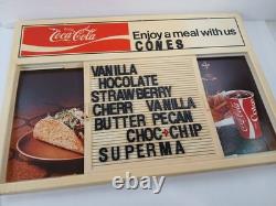 Vintage 1980s Coca-Cola Menu Board & 6 Food Advertising Inserts 22x15