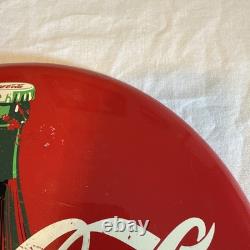 Vintage 1990 Coca-Cola Metal Round Sign Vintage 1990 Coca-Cola Metal Round Sign