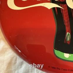 Vintage 1990 Coca-Cola Metal Round Sign Vintage 1990 Coca-Cola Metal Round Sign
