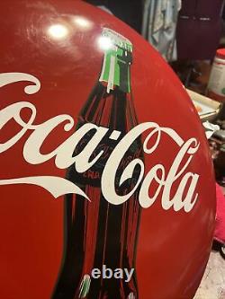Vintage 1990 coca cola button sign with bottle 16Diameter