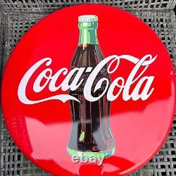 Vintage 1992 Coca Cola 20 Inch Metal Button Wall Display Sign EUC Coke
