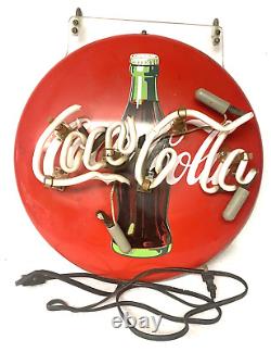 Vintage 1992 Coca Cola Neon Button, 16needs New Tube, Cord, Coke, Bottle, Custom, Red