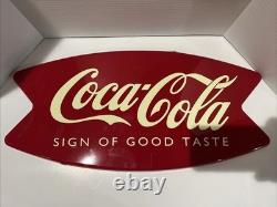 Vintage 1996 Coca-Cola Double Fishtail Sign of Good Taste Metal Sign