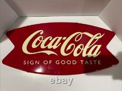 Vintage 1996 Coca-Cola Double Fishtail Sign of Good Taste Metal Sign