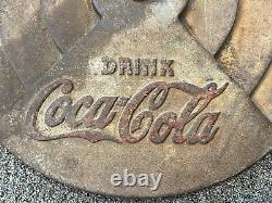 Vintage 22 Coca-Cola Lollipop Sign Cast Iron Base Coke