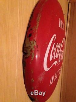 Vintage 24 Coca Cola Coke Soda Porcelain Button Sign Drink In Bottles Version