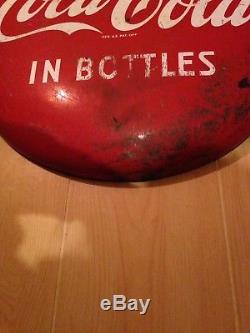 Vintage 24 Coca Cola Coke Soda Porcelain Button Sign Drink In Bottles Version