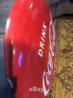 Vintage 24 Coca Cola Coke Soda Porcelain Button Sign Drink In Bottles Version