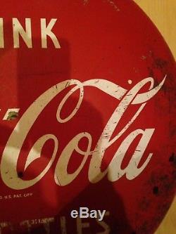 Vintage 24 Coca Cola Coke Soda Porcelain Button Sign Drink In Bottles Version