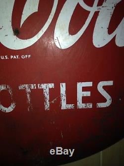 Vintage 24 Coca Cola Coke Soda Porcelain Button Sign Drink In Bottles Version