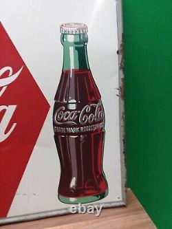 Vintage 27.5 x 19.5 Drink Ice Cold Coca Cola Metal Sign