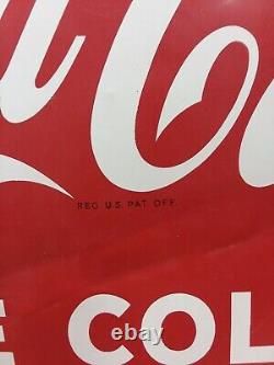 Vintage 27.5 x 19.5 Drink Ice Cold Coca Cola Metal Sign