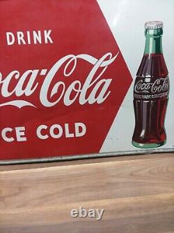 Vintage 27.5 x 19.5 Drink Ice Cold Coca Cola Metal Sign