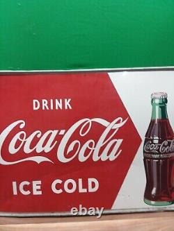 Vintage 27.5 x 19.5 Drink Ice Cold Coca Cola Metal Sign