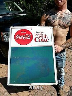 Vintage 28 by19 Coca Cola Coke Soda Pop menu board metal Sign nice shape