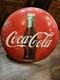 Vintage 36 Coca-Cola Button Sign Painted Steel Soda Advertising Coke Bottle