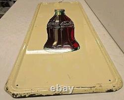 Vintage 40 Original 1947 Coca Cola Bottle Vertical Pilaster Sign Soda Coke