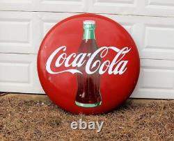 Vintage 48 Coca-cola Porcelain Button Sign Great Advertising Piece