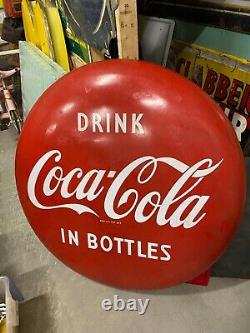 Vintage 48 Metal Coca-Cola Coke Button Sign Original Old