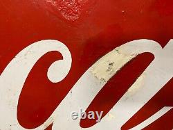 Vintage 48 Metal Coca-Cola Coke Button Sign Original Old
