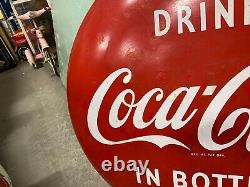Vintage 48 Metal Coca-Cola Coke Button Sign Original Old