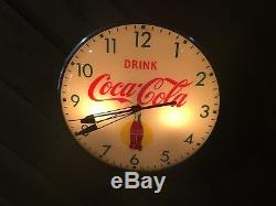 Vintage 50's Bubble Glass, Coca Cola Advertising (Bottle In Sun) Pam Clock, Sign