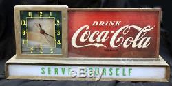 Vintage 50's Coca Cola Coke Light Up Fountain Clock Sign Soda Shop Diner Awesome