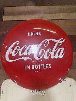 Vintage 54 Coca Cola Tin Button Top Pilaster Advertising Sign