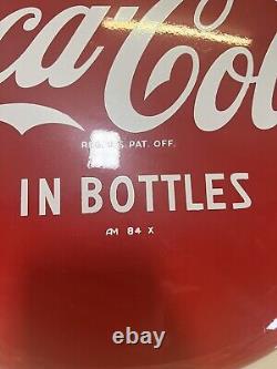 Vintage 54 Coca Cola Tin Button Top Pilaster Advertising Sign