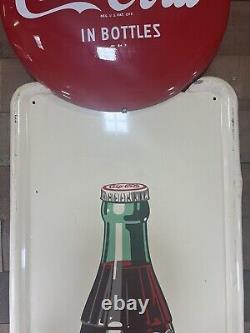 Vintage 54 Coca Cola Tin Button Top Pilaster Advertising Sign