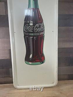 Vintage 54 Coca Cola Tin Button Top Pilaster Advertising Sign