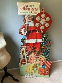 Vintage 5 Tall Coca Cola Santa Claus Cardboard Cutout Store Advertising Sign