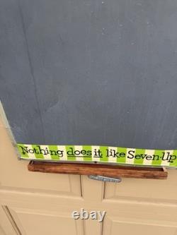Vintage''7 UP MENU BOARD METAL SIGN 23.5 X 14.5 Wood Framed Chalk Holder