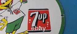 Vintage 7 Up Porcelain Soda Beverage Coca Cola Rooster Gas Service Station Sign