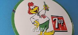 Vintage 7 Up Porcelain Soda Beverage Coca Cola Rooster Gas Service Station Sign