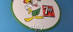 Vintage 7 Up Porcelain Soda Beverage Coca Cola Rooster Gas Service Station Sign
